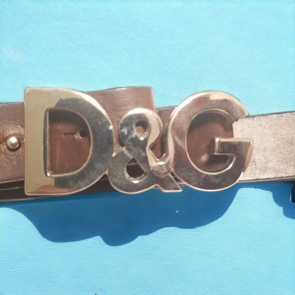 90s D&G Dolce & Gabbana Ladies Silver Metal Belt Buckle Genuine Leather S-8.5 - Picture 10 of 11